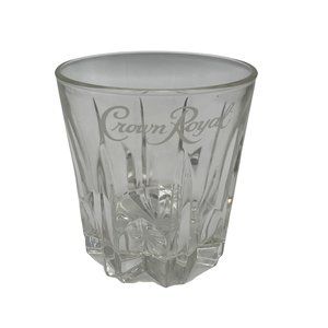 Crown Royal Lowball Whiskey Glass Diamond Starburst Pattern Italy 3.5"